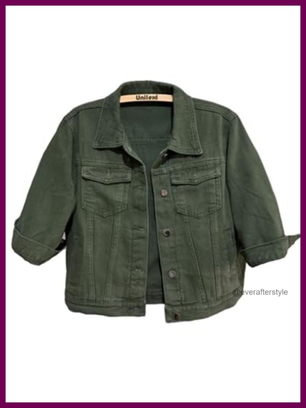 Women's Cropped Denim Jacket 3/4 Sleeve Button Trucker Jean Coat